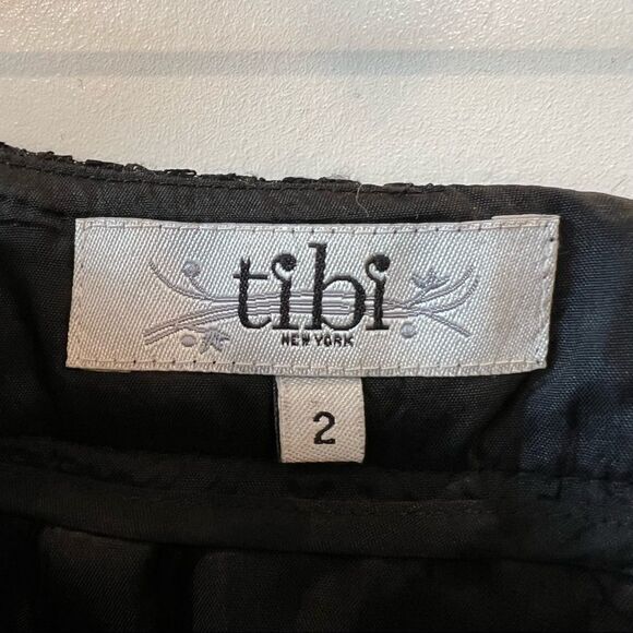 Tibi Black Foil Draped Lace Mini Skirt Size 2 - Picture 6 of 9